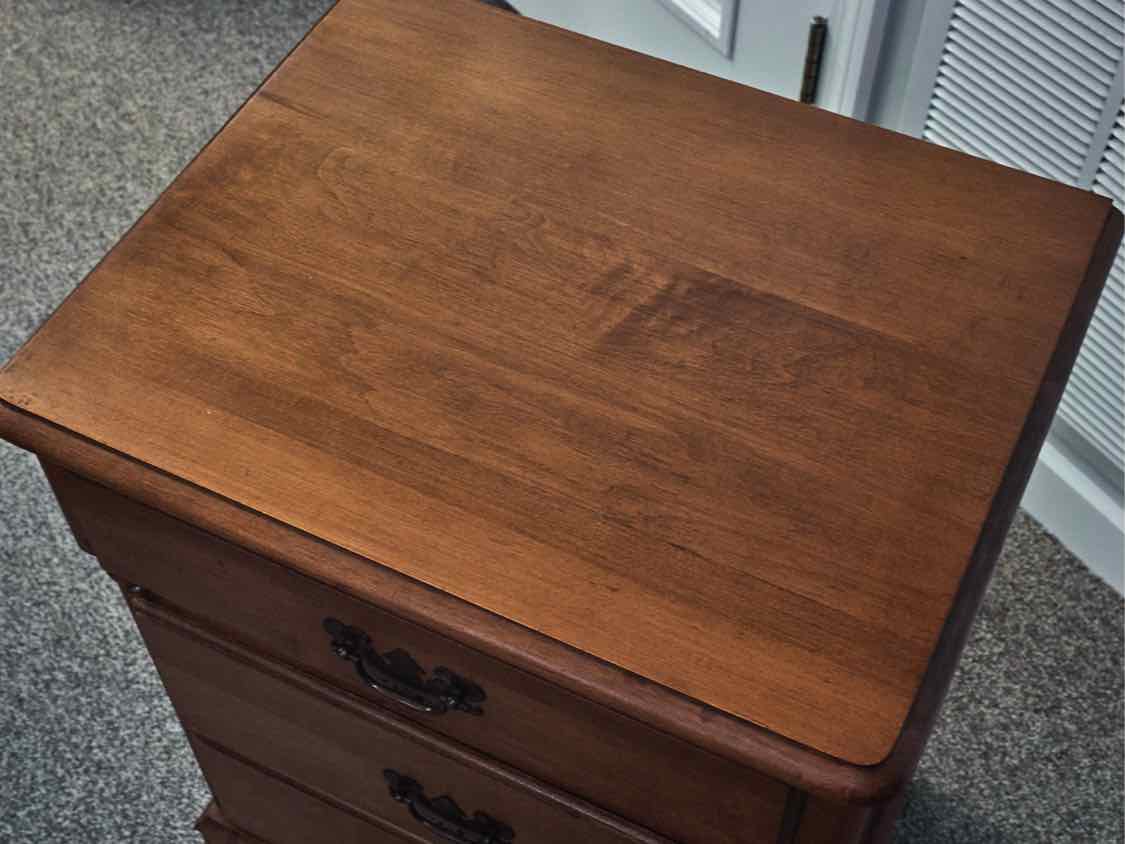 Pair of Maple 3-Drawer Nightstands with Antique Brass Pulls