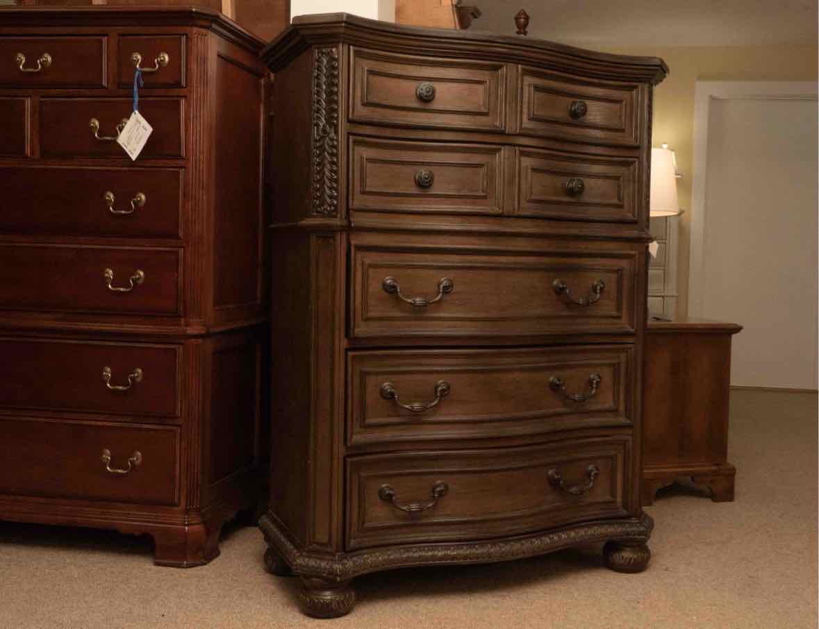 Espesso Finish 5 Drawer 1 Secret Drawer&  Flip Top Mirror Chest