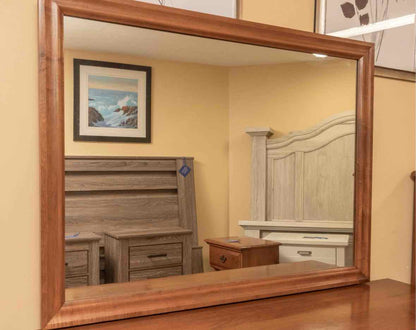 Maple 6 Drawer Dresser with Landscape Mirror & Chippendale Hardware Pulls