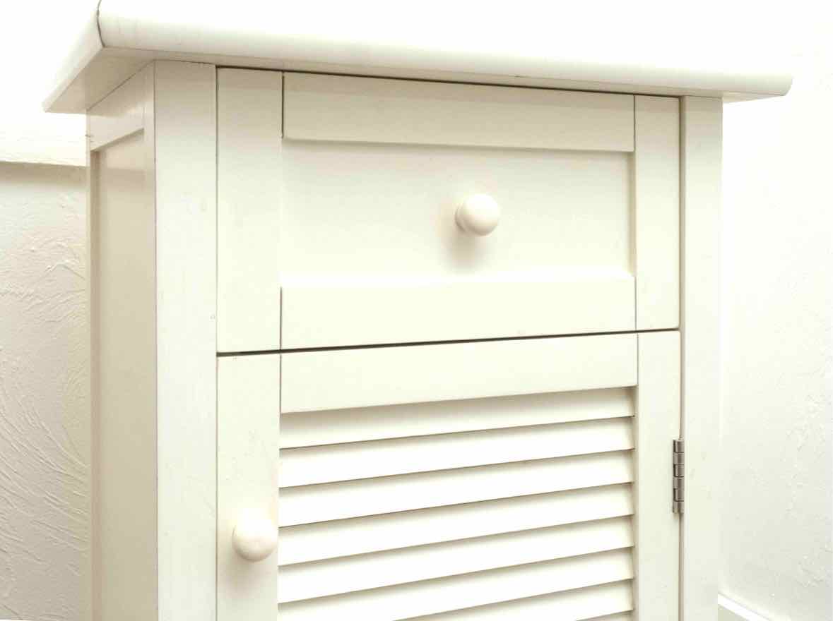 Ivory Finish 1 Drawer Shutter Door 2 Shelf Accent Table