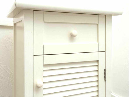 Ivory Finish 1 Drawer Shutter Door 2 Shelf Accent Table