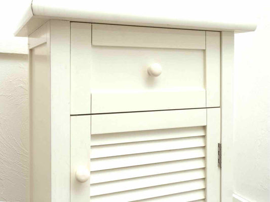 Ivory Finish 1 Drawer Shutter Door 2 Shelf Accent Table