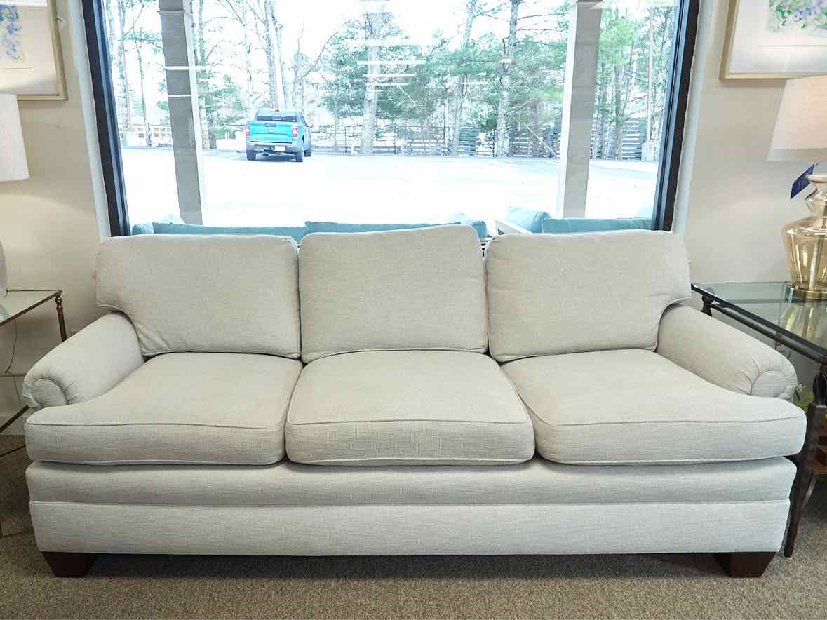Ivory Ice Blue Upholstered 3 Cushion Sofa