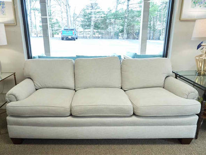 Ivory Ice Blue Upholstered 3 Cushion Sofa