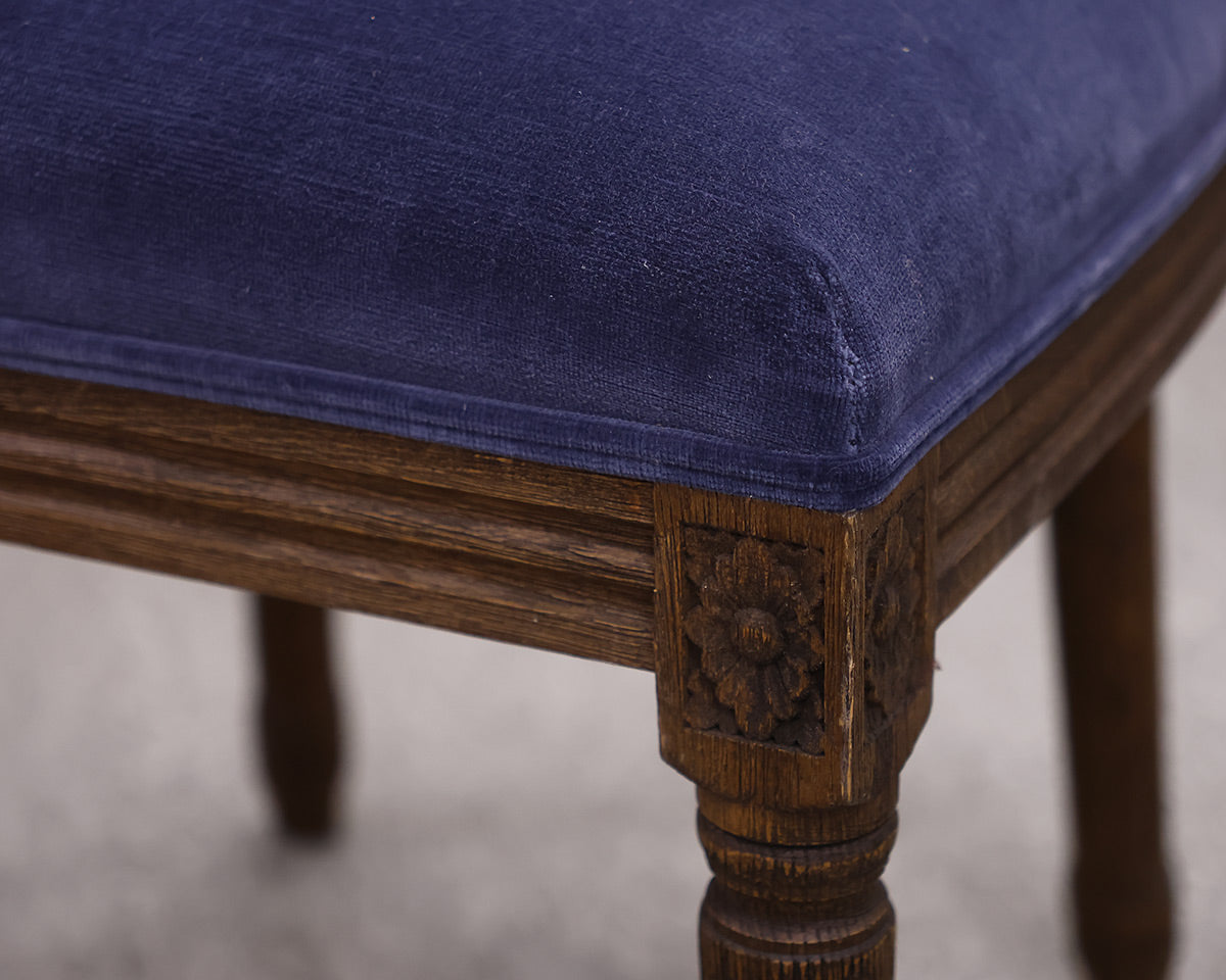 Set of 6 Restoration Hardware Blue Velvet Dining Chairs