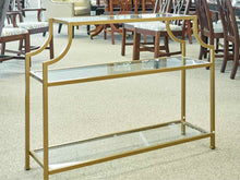 Gold Finish  Console with 3 Glass Shelves