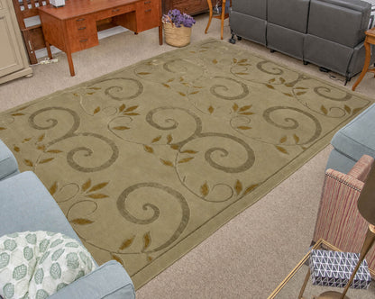 Grey, Green & Gold Area Rug