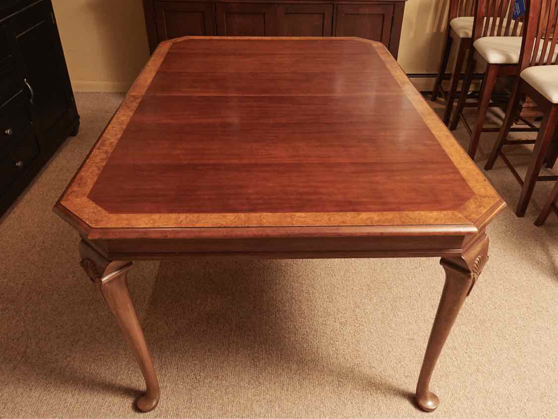 Cherry Queen Anne Style Dining Table Includes 2 Leaves