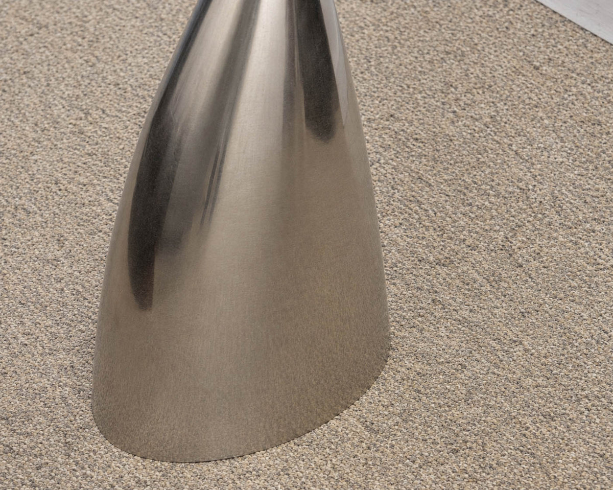 Round Stone Top Drink Table with Organic Silver Base