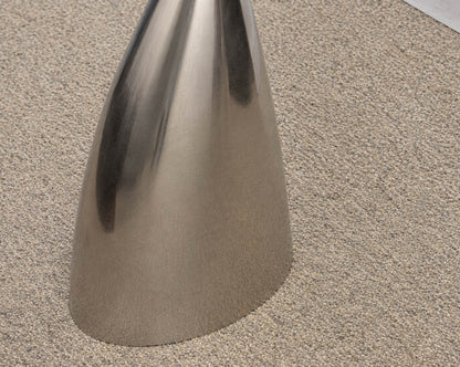 Round Stone Top Drink Table with Organic Silver Base