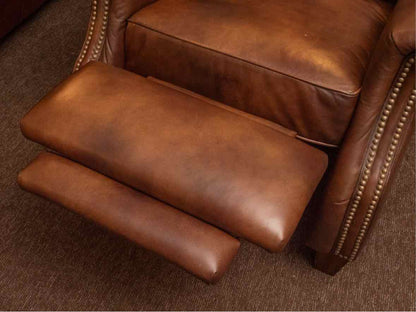 Flexsteel Mocha Brown Leather  With Nailhead Trim Recliner