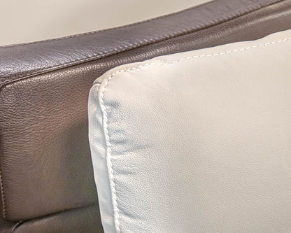 Violino Cream Leather Dual Powered Reclining Wallhugger Loveseat