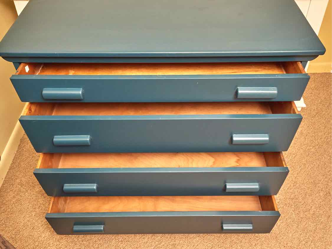 Rock Maple 4 Drawer Chest In Custom Finish 'Midnight Ocean'