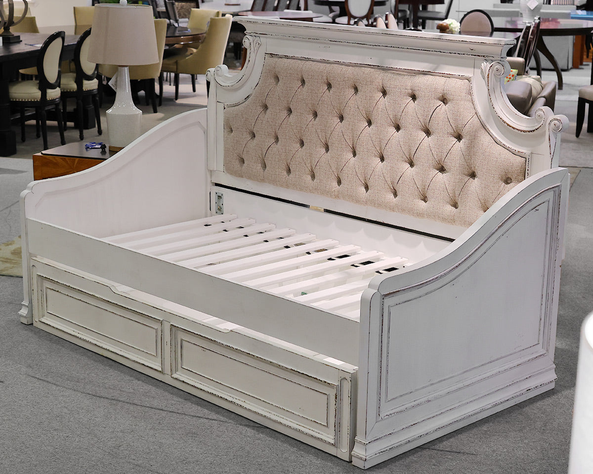 White Weathered Daybed With Roll Away Storage