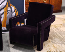 Pair of Cassina Utrecht Armchairs in Purple Velvet with Blanket Stitching