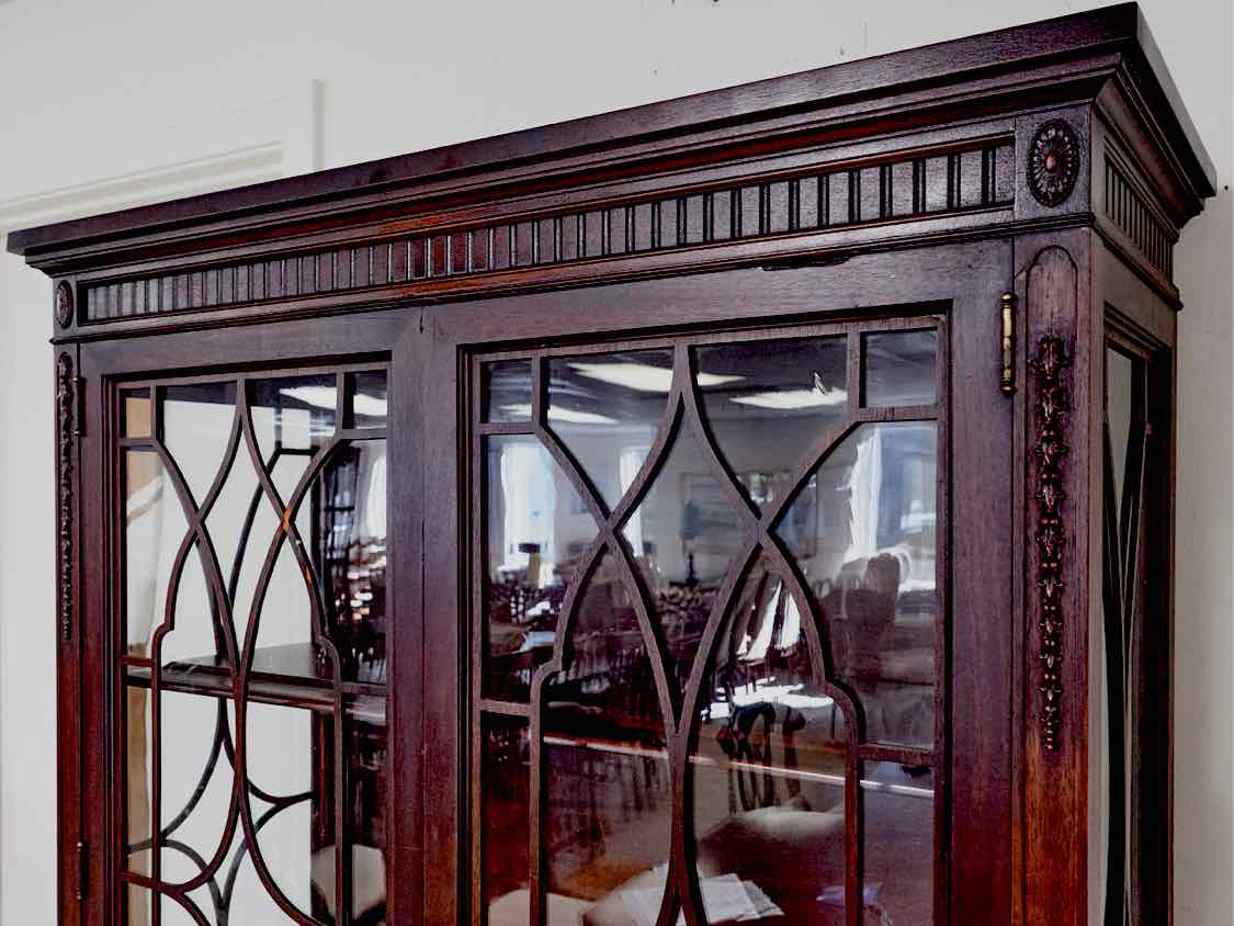 Vintage Mahogany China Cabinet W/ Glass Doors