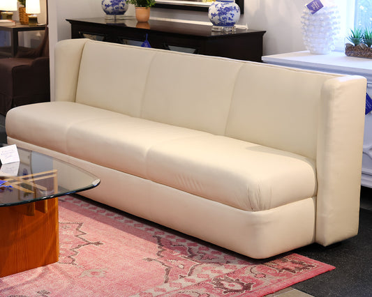 Vintage Ivory Faux Leather Banquet Sofa
