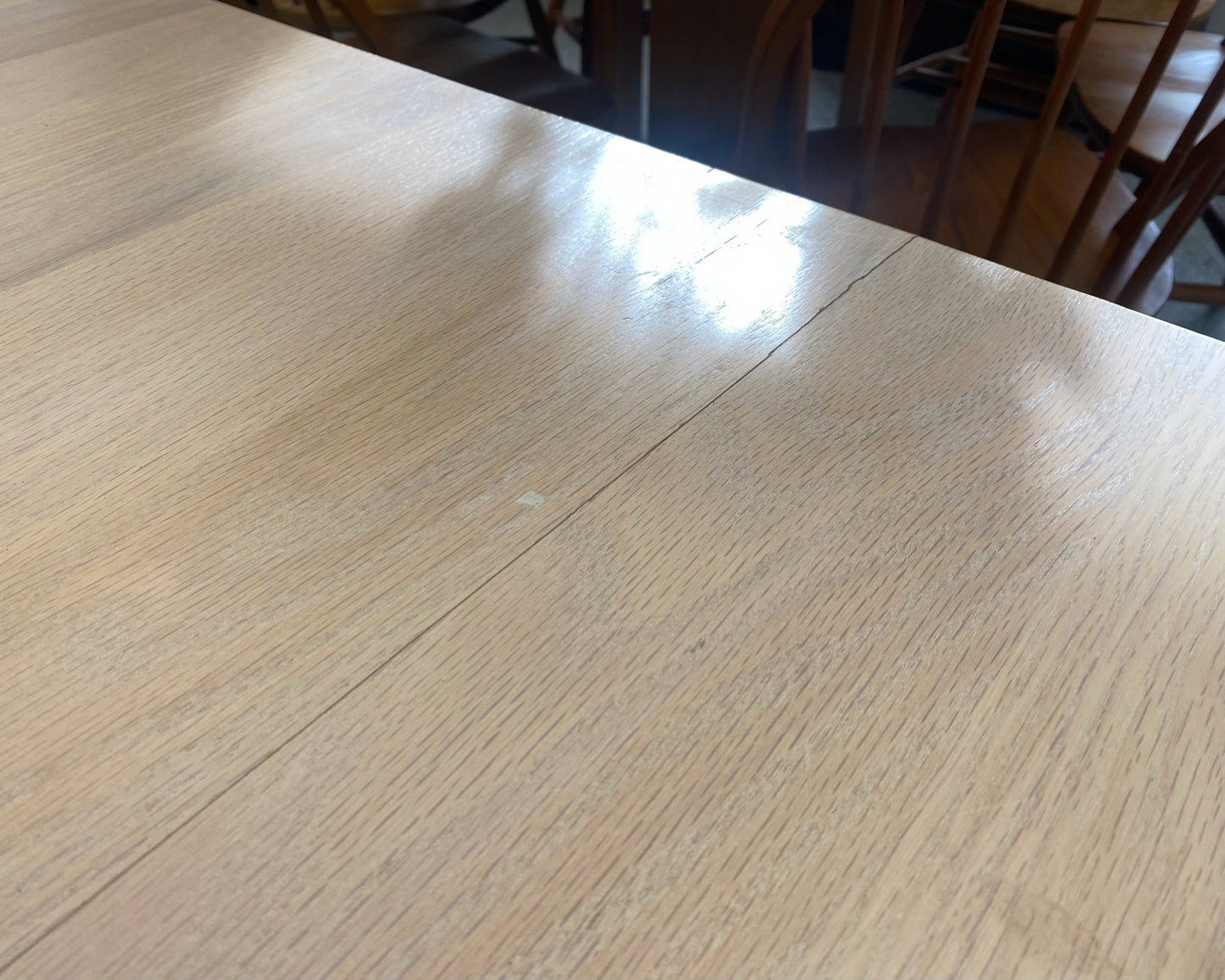 Custom Built Limed Solid Oak  Dining Table with 3 Leaves