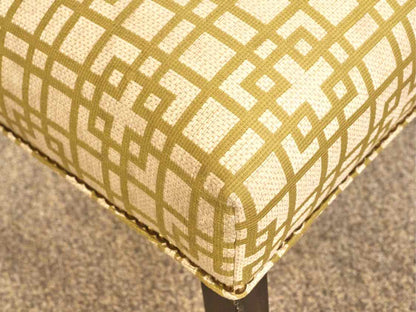 Pair of Kravet Host & Hostess  Dining Chairs in Chartreuse Green & Ivory