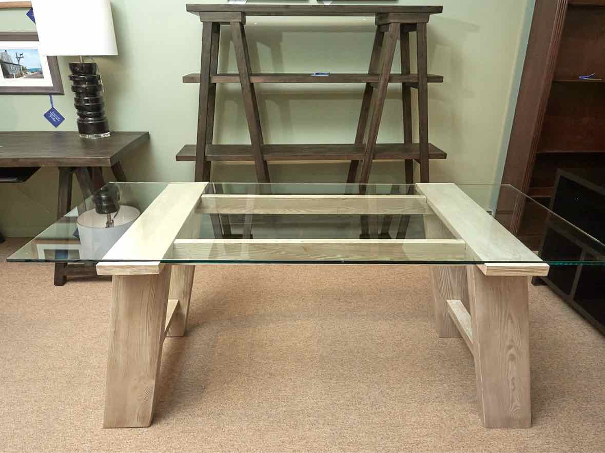 RH Saw Horse Desk with Tempered Glass Top