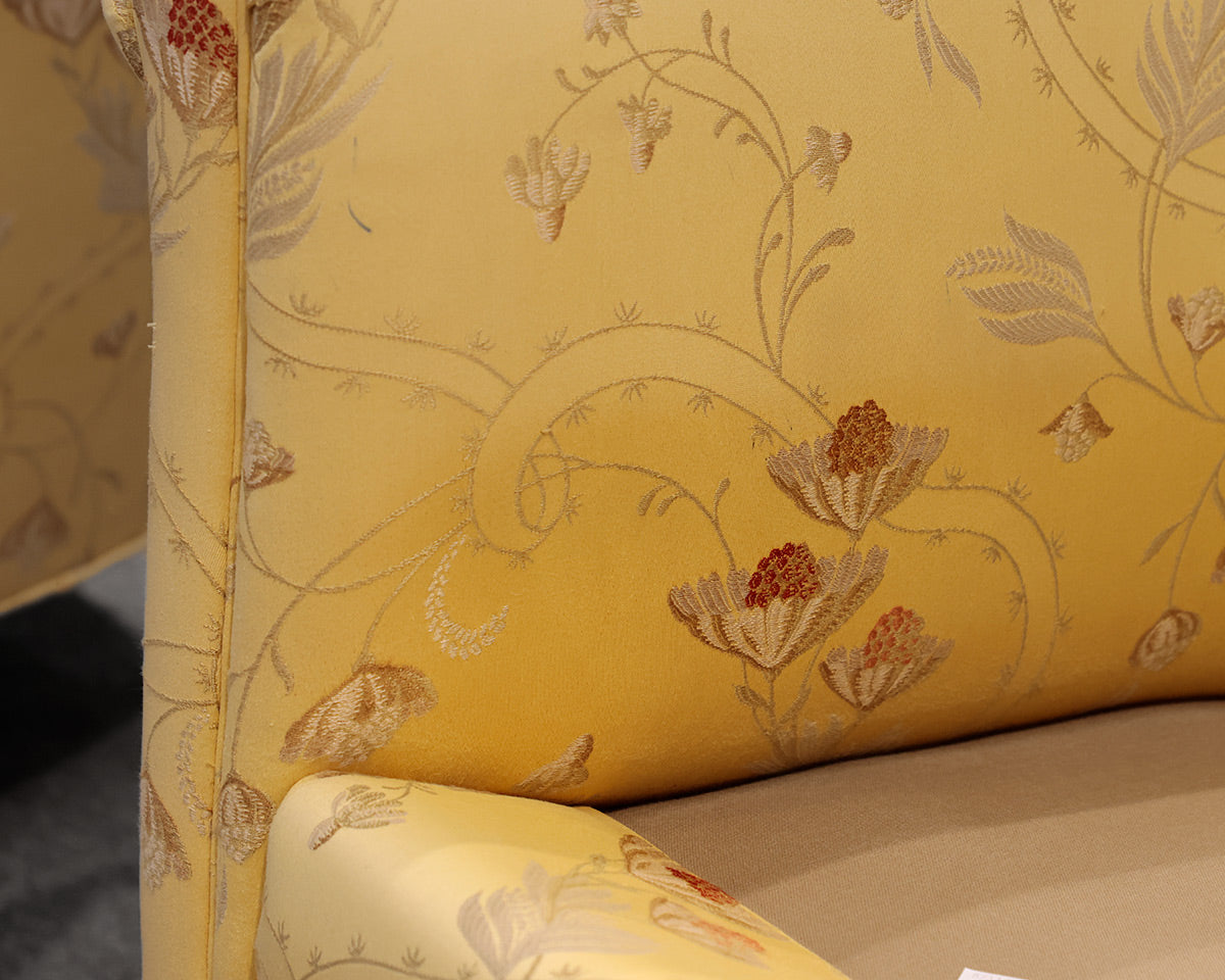 Pair of Yellow Floral Cisco Arm Chairs