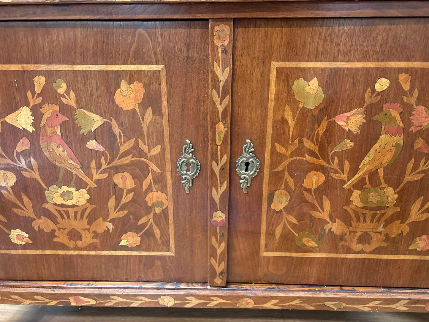 Antique Biedermeier 2-Piece Inlaid Cabinet
