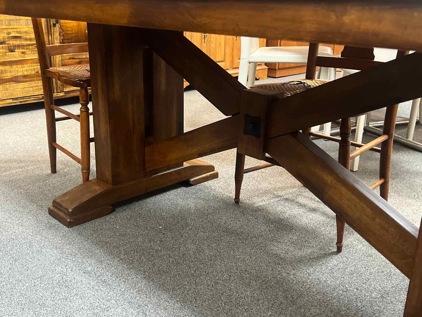 Medium Finish Cherry Trestle Dining Table