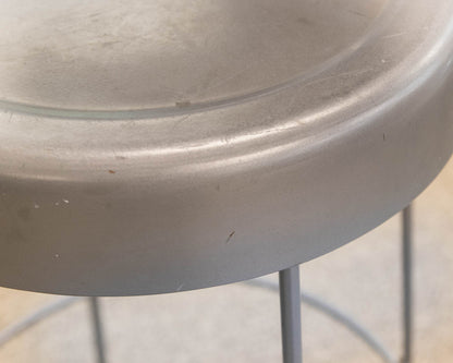 Pair of Silver Finish Metal Counter Stools