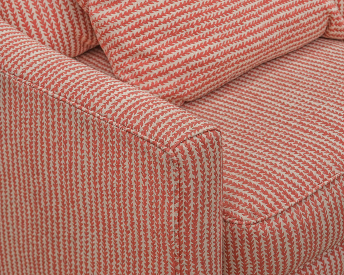 Pair of Swivel Chairs in Red & White Vine Upholstery