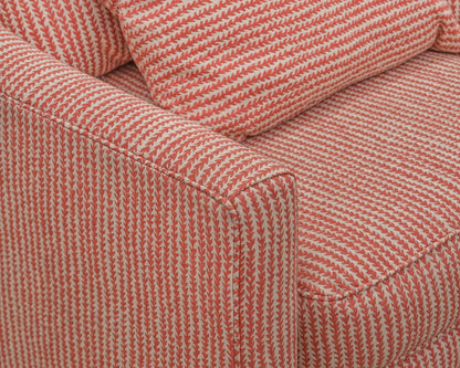 Pair of Swivel Chairs in Red & White Vine Upholstery