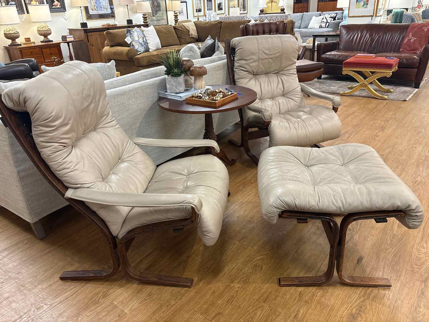Pair of Westnofa 'Siesta' Armchairs and Ottoman