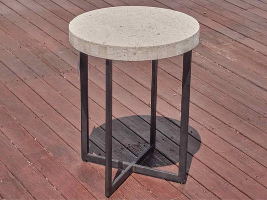 Crate & Barre l'Lanai' Round Travertine Stone  Outdoor Accent Table