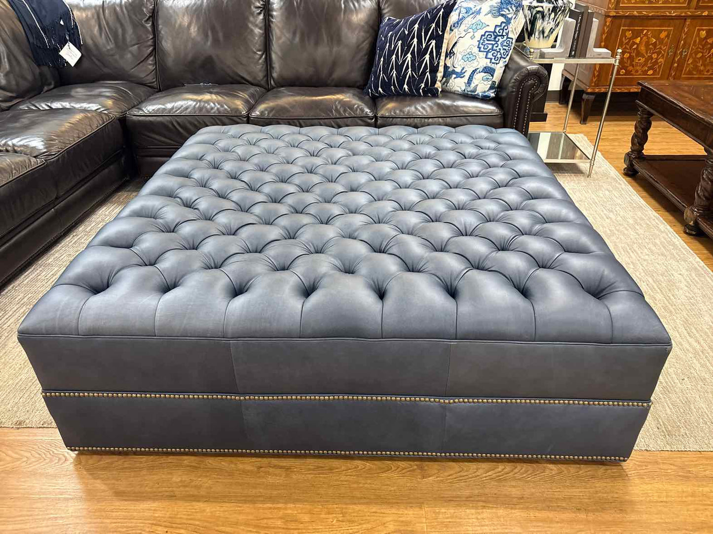 Taylor King Square Leather Ottoman
