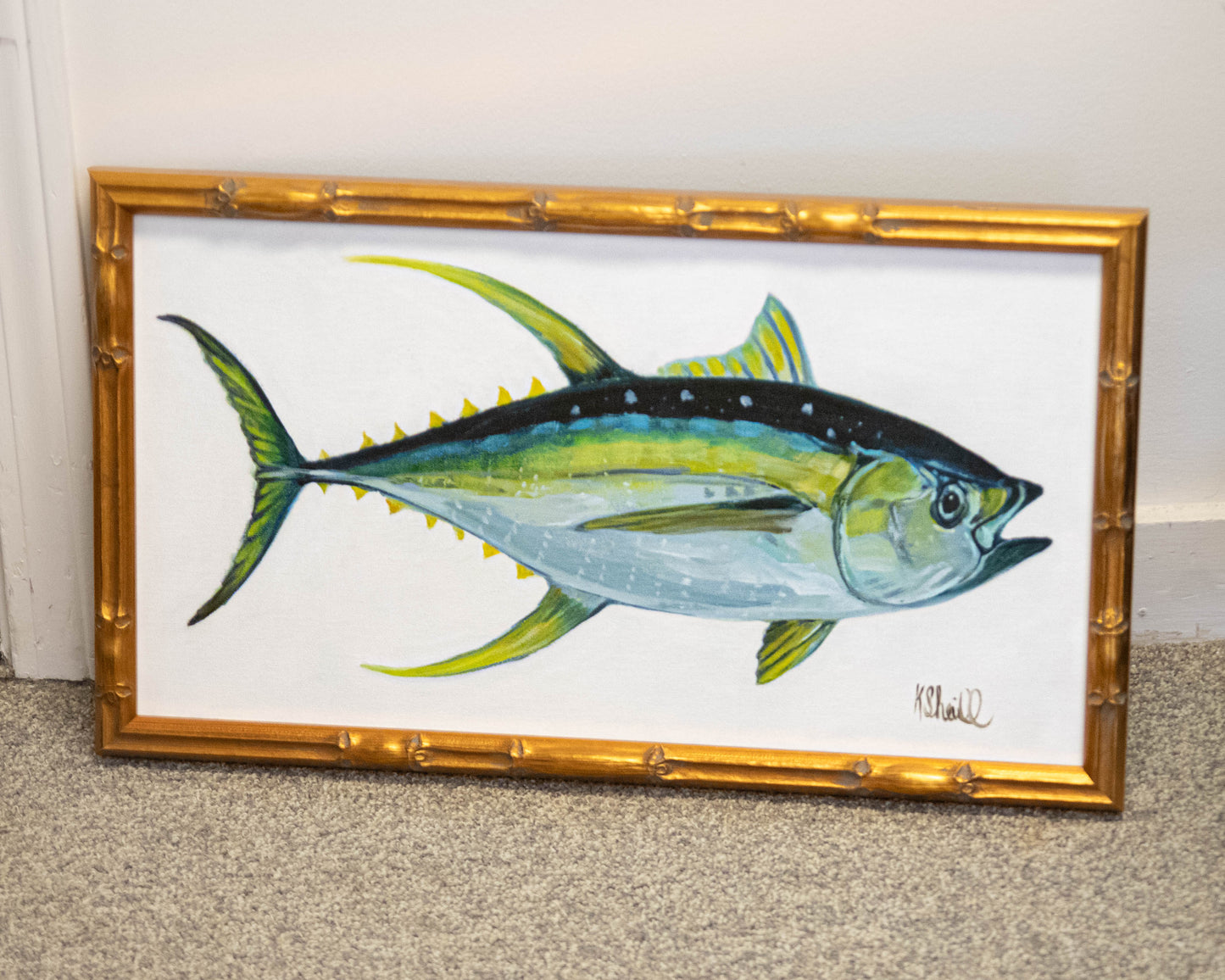 'Fish on Canvas 2' Framed Print