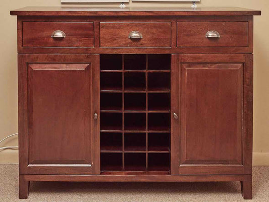 Boston Interiors Mahogany 3 Drawer & 2 Door Sideboard with Wine Bottle Rack