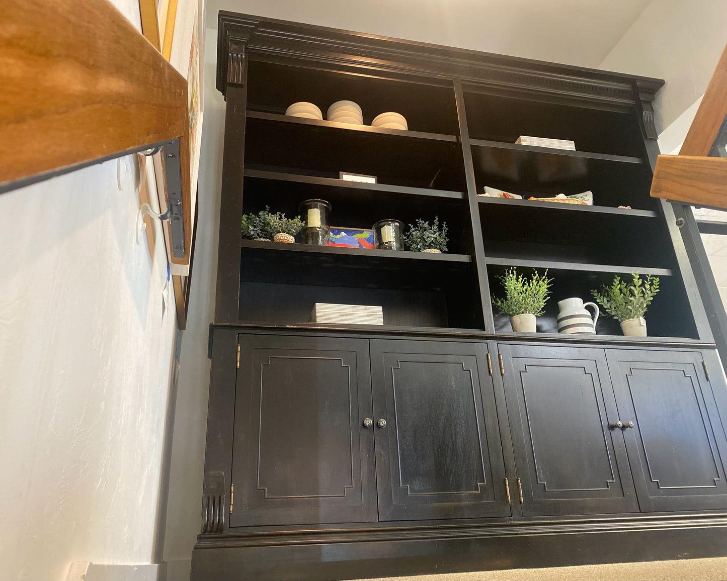 RH 'St. James' Oak with Black Stain 4 Piece Bookcase & 6 Adjustable Shelves