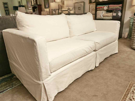 Crate & Barrel Slipcovered 2 Cushion  Sofa