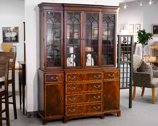 Inlaid Regency Style Mahogany Breakfront