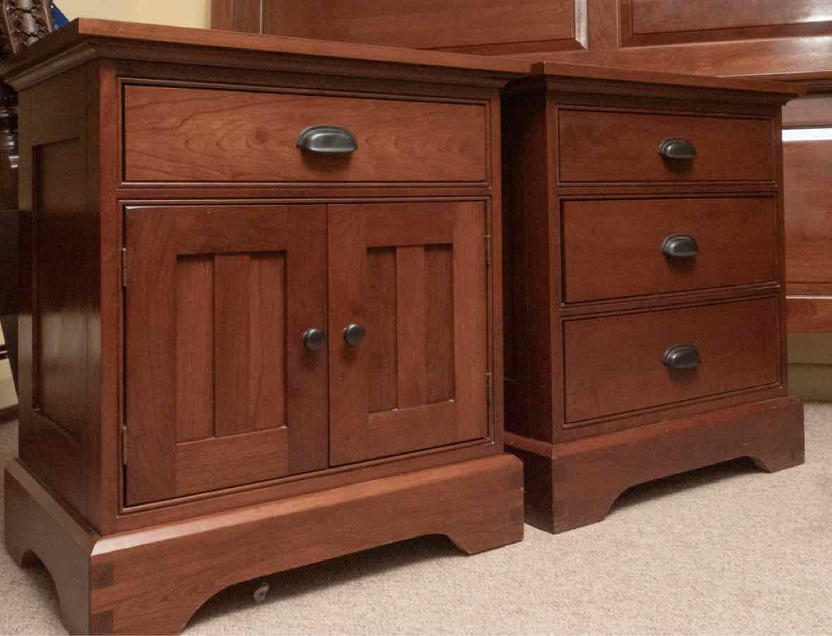 Pair of Mission Style Cherry Nightstands