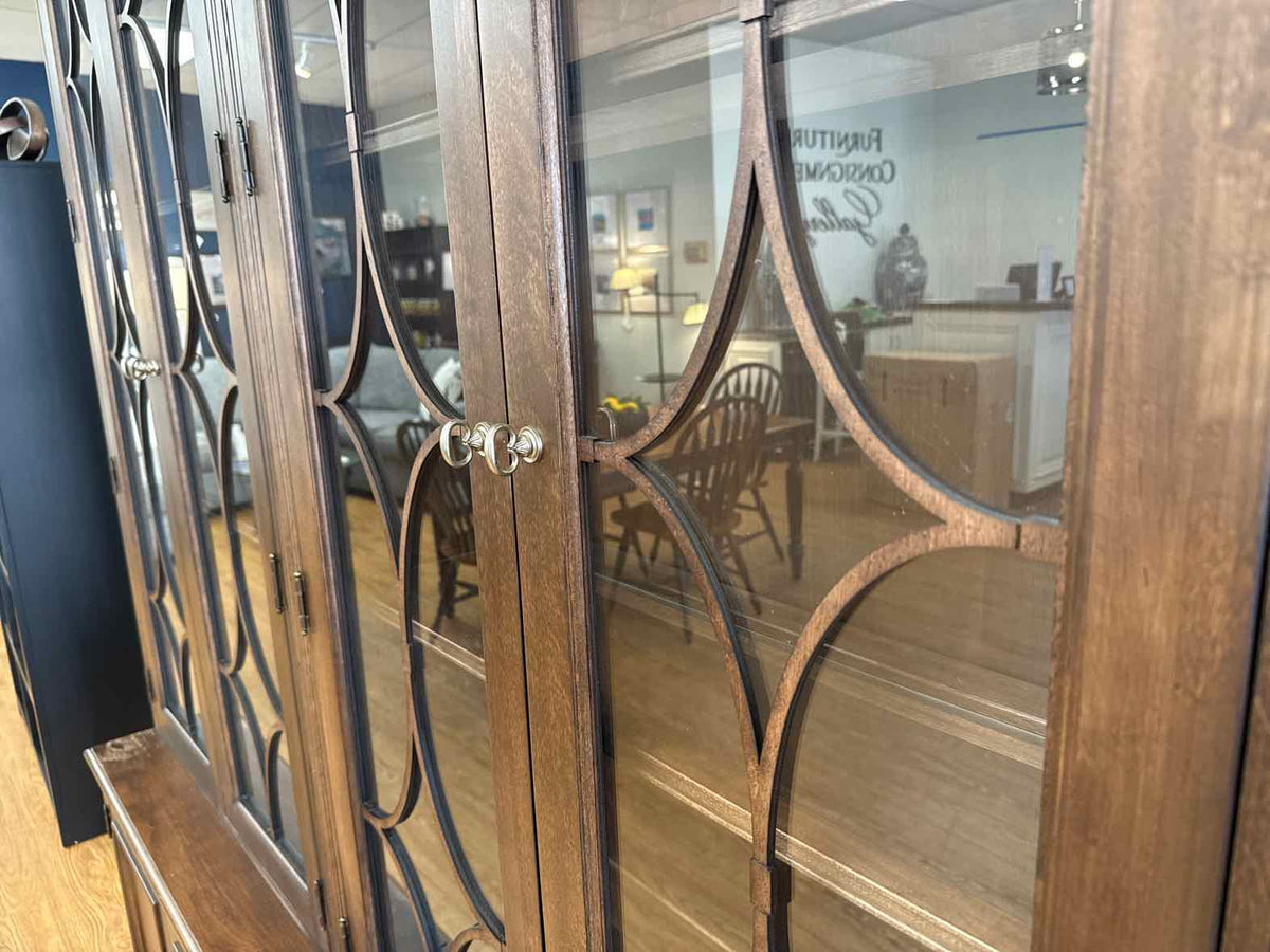 Ethan Allen Walnut Lighted China Cabinet