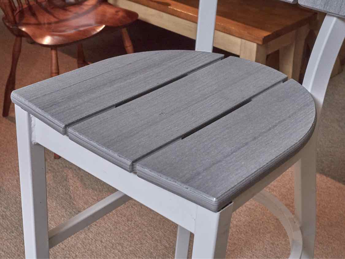 Set Of 4 Telescope Outdoor Furniture Driftwood Finish White Legs  Bar Stools