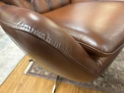 Pottery Barn 'Wells' Swivel Chair + Ottoman