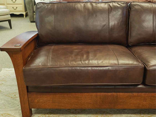 Stickley 'Orchard Street' Mission Sofa in Colman Boot  Brown Leather