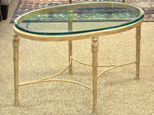Oval Cast Iron Cocktail Table with Glass Top