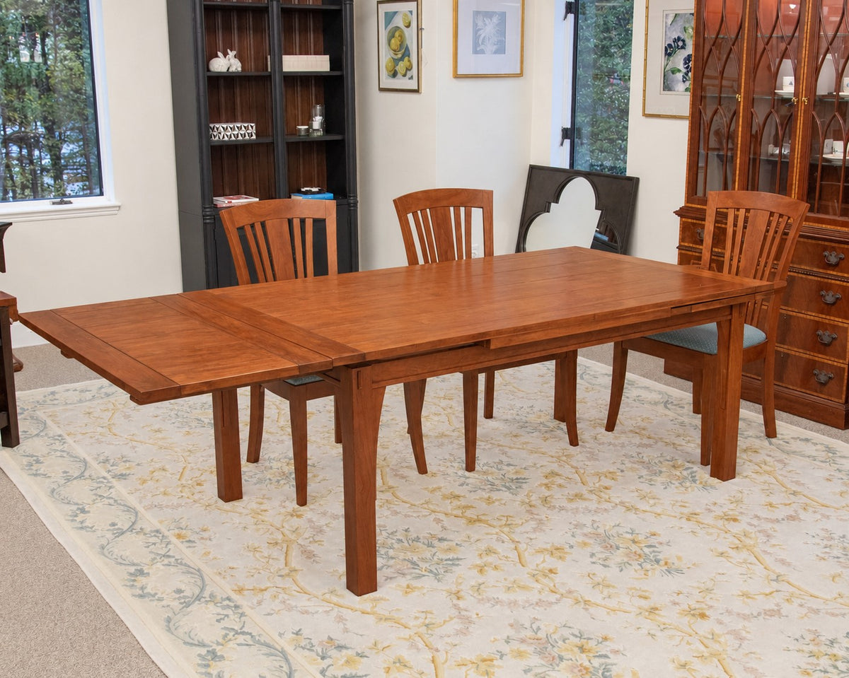 Stickley Mission Drawtop Dining Table in Cherry & Set of 6 Bayonne Dining Chairs