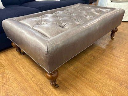 Stanford Leather Ottoman On Casters
