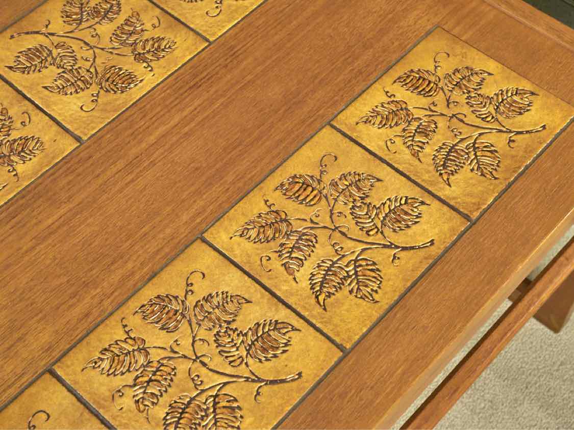 Made In Denmark Cherry Leaf Motif Tiles  Cocktail Table