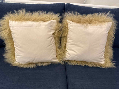 West Elm Pair of Mongolian Lamb Accent Pillows
