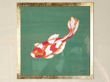 'Colorful Koi IV' Art Print In Gold Bamboo Style Frame