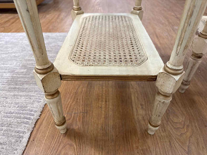 Domain Pair of Glass-Top Cane Side Tables